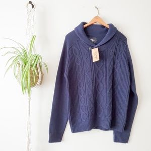 NWT CEDAR WOOD STATE Navy Cable Knit Sweater